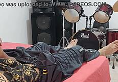 man masturbates his big cock in front of the camera