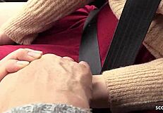 japanese teen's heart pounds during first blowjob with old guy in car