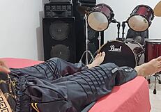 man masturbates his big cock in front of the camera