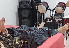 man masturbates his big cock in front of the camera