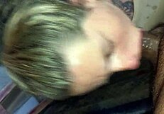 Blonde Performs Deepthroat and Swallows Cum Expertly