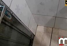 While husband washes car, I meet young guy for bathroom encounter