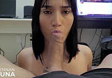 só consigo gozar dando o cuzinho, moaning as he pounds my ass deep