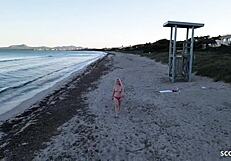 german curvy girl gets picked up and seduced into anal dp pov fuck by old guy at the beach, what a sloppy amateur adventure