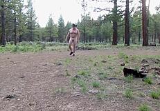 Simscristian05 flashes naked at campground entrance in sheer outfit
