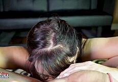 Busty milf mckayla sucks cocks and rims before banging