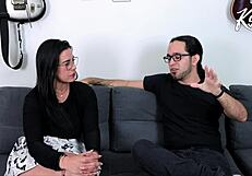 Feeling excited in my first porn casting, riding rough with Kylei Ellish and William Vegas