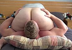 Big butt PAWG performs 69, cums on pussy, and pushes it back inside