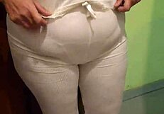 Caught masturbating with friend's mom's thong, she swallows my cum passionately