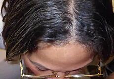 Caught masturbating with friend's mom's thong, she swallows my cum passionately