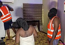 Black ebony offers wet pussy to engineers for service payment