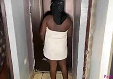 Black ebony offers wet pussy to engineers for service payment