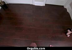 stepsister gets caught sneaking in and must suck her stepbrothers cock to keep the secret - orgysis