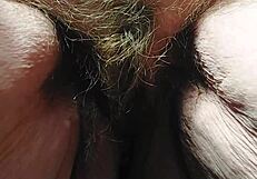 Oma plays and uses cucumber in hairy pussy