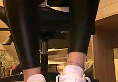 good morning i love the combination with leather pants and nylon socks barefoot feetworld fetish feet leather