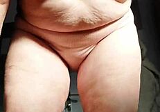 Oma plays and uses cucumber in hairy pussy