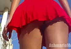 Hairy Pussy and Legs Flashed Upskirt in Public