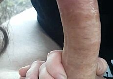 Blowjob at the lake with twonymphos sucking cock sloppy and wet