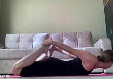 morning routine yoga and pleasuring pussy