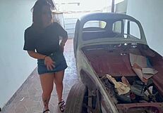 Brazilian Amateurs In Car With Old And Young Friends Have Fun