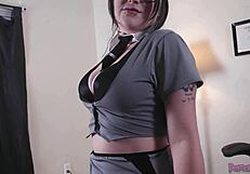 Sexy Principal Fucks Student's Big Cock in Office