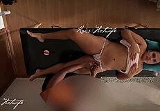 Amateur camera catches the hot wife in cameltoe panties during a massage