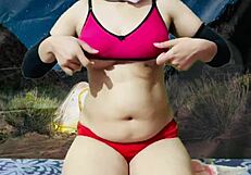 Nude Video Of Stepsister While Camping At Night With Big Tits Exposed