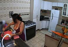 Bbw Wife Jerks Off Lover While Husband Works!