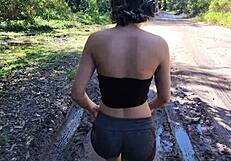 My stepdaughter teased me in the woods and I ended up fucking her tight asshole and pussy hard