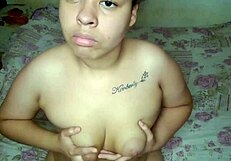 Latina bitch touches pussy with fingers and vibrator, cumming like a slut