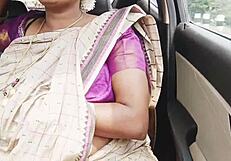 Indian Aunty Fucks Son-in-Law During Long Drive with Dirty Talks