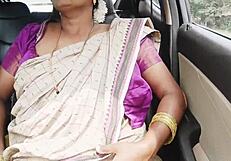 Indian Aunty Fucks Son-in-Law During Long Drive with Dirty Talks