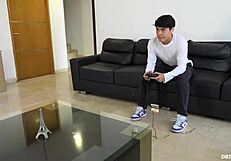 My stepsister plays video games and i play with her ass