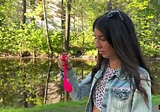 my friend controls my orgasms in public with a toy