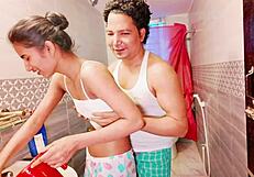 Sistya endures intense ass fuck in shower