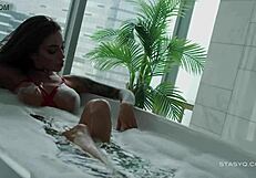 Busty russian babe megan teases from bathtub