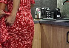 hubby says, 'filming my wife getting fucked in the kitchen'