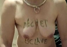 Slave in Tags Belt Enjoys Humiliation and Orgasm