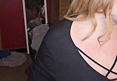 big milf with huge boobs giving sloppy blowjob