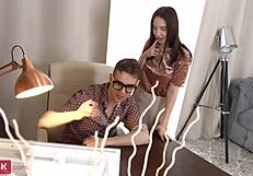 alice murkovski poses for a photoshoot then enjoys a skinny teen anal session