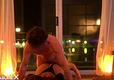 Pegging feast latina hottie in blue jeans makes him scream like a bitch - pure pleasure