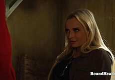 Big Ass Lesbian Slave Bent Over Gets Fingered and Spanked Hard