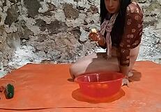 Want to see TS pee in ass and play with fruit?