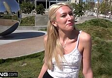 Russian milf angelina bonnet flashes her tits in public