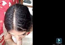 Three latina teens receive facial cumshots