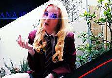 Gorgeous british 18 year old sucks cock and plays with cum