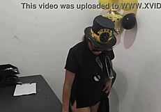 the hot office worker prepares an anal plug to play with her horny buttocks