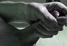 I cumshot with handjob in homemade solo masturbation session