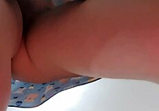 Naughty Neighbor Spots Pantyless Latina On Roof. He Mows Lawn To View Her Big Shaved Pussy From Below.