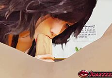 3d hentai animation hot anime girl in oil with big tits - handjob & sloppy blowjob pov?